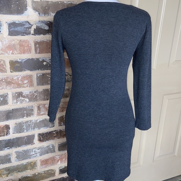 Poof Versatile Heathered Gray Bodycon Dress Casual Mini Stretch Size Medium - Picture 6 of 12
